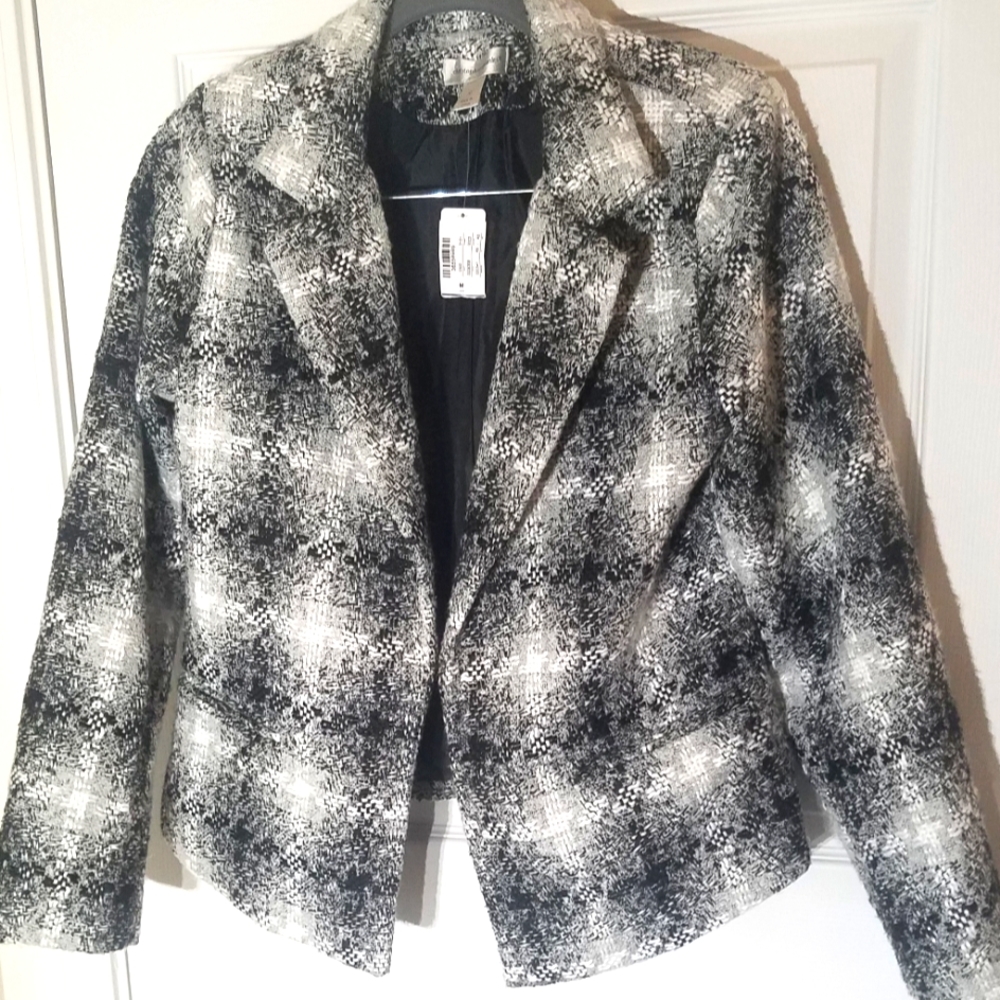 Christopher Banks NWT Black White Tweed Blazer M